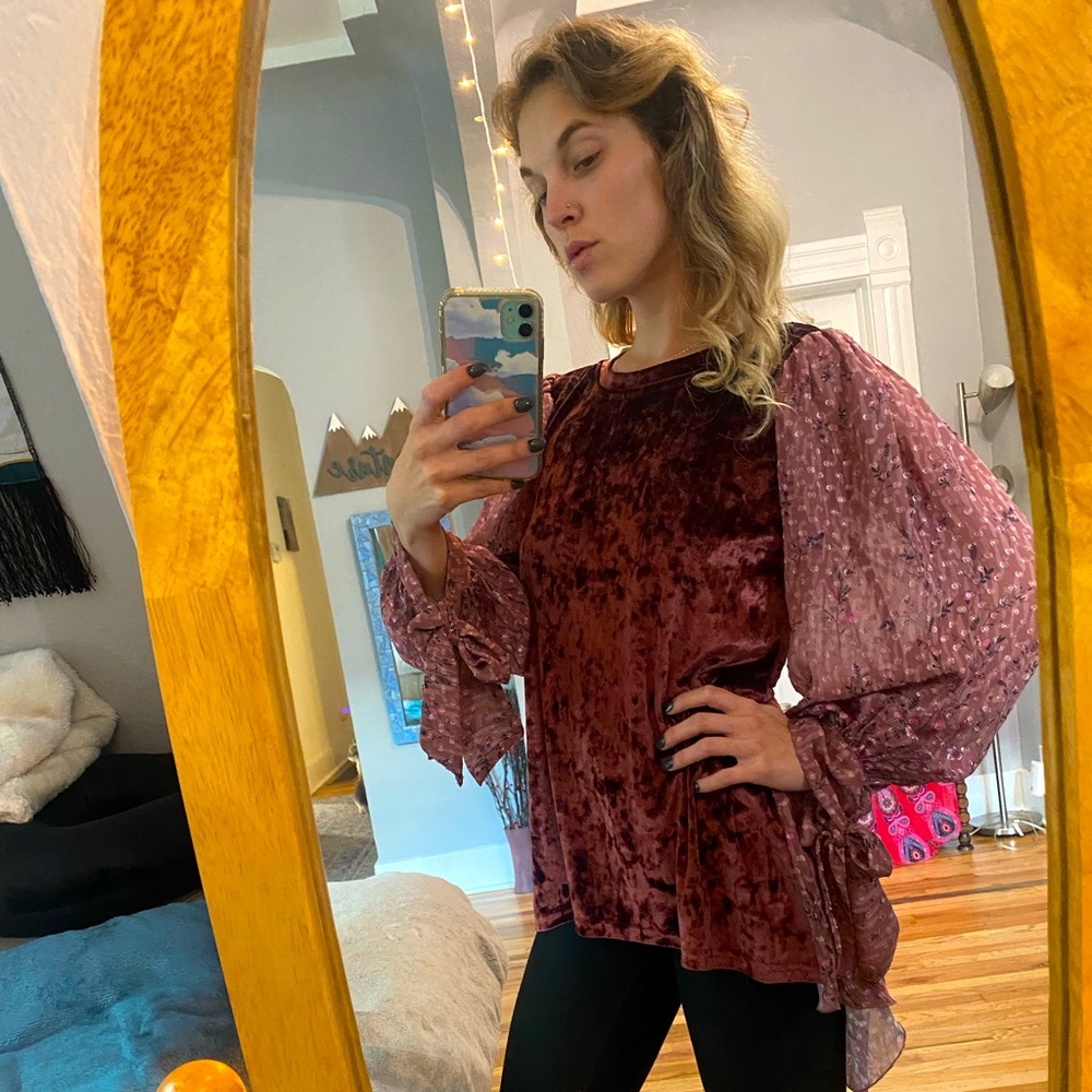 NWT boutique brand velvet blouse